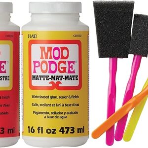 Mod Podge Decoupage Kit: 2x16oz Matte Gloss Sealant with Foam Brushes