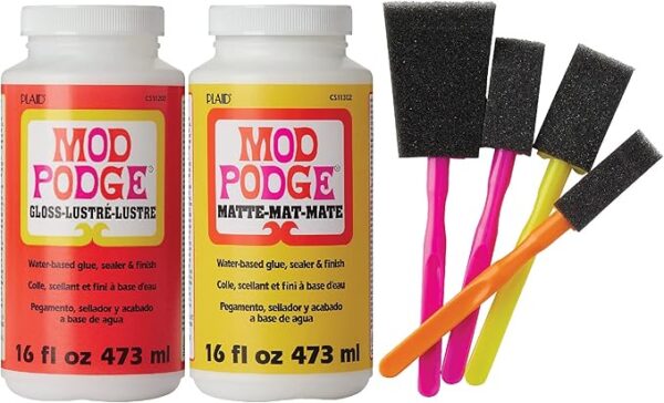Mod Podge Decoupage Kit: 2x16oz Matte Gloss Sealant with Foam Brushes