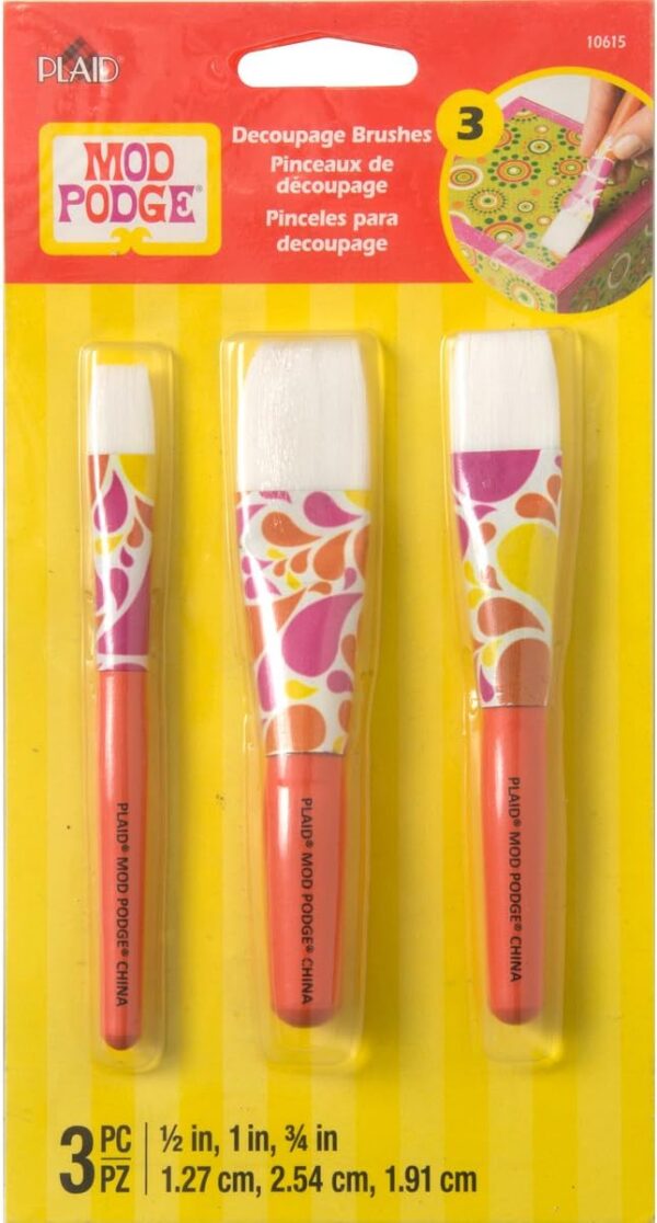 Mod Podge Short Handle Brush Set - 3 Piece Craft Brushes